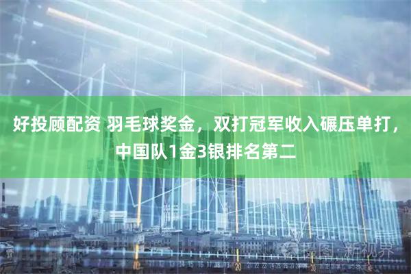 好投顾配资 羽毛球奖金，双打冠军收入碾压单打，中国队1金3银排名第二