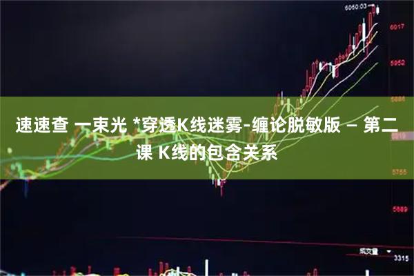速速查 一束光 *穿透K线迷雾-缠论脱敏版 — 第二课 K线的包含关系