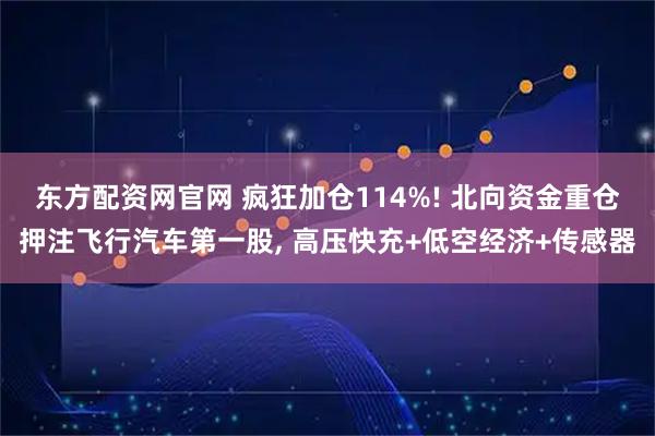 东方配资网官网 疯狂加仓114%! 北向资金重仓押注飞行汽车第一股, 高压快充+低空经济+传感器